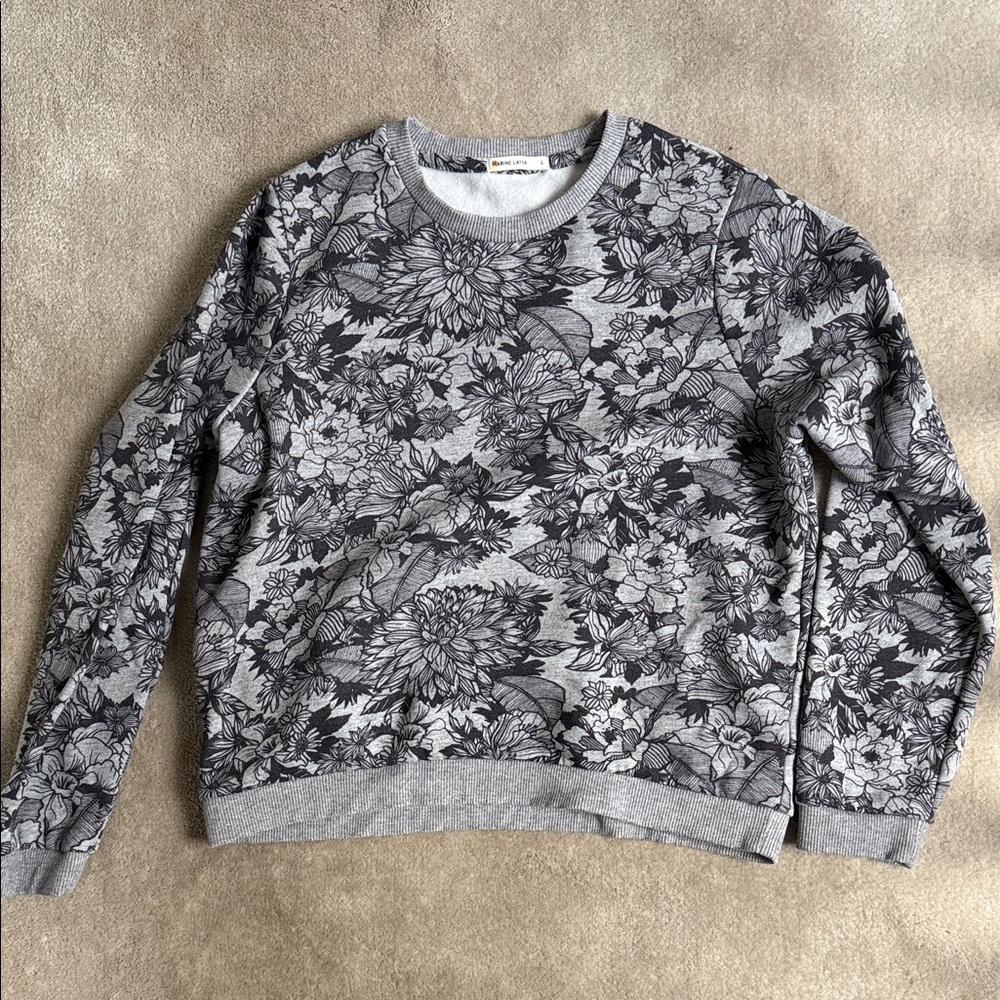 Marine Layer Black Floral Gray Sweatshirt